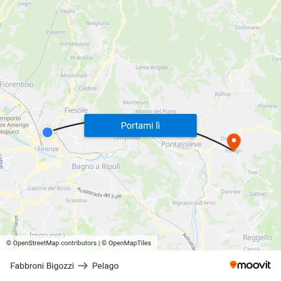 Fabbroni Bigozzi to Pelago map