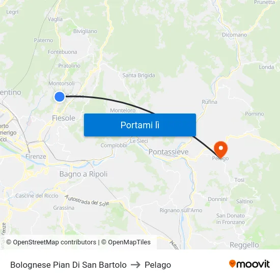 Bolognese Pian Di San Bartolo to Pelago map