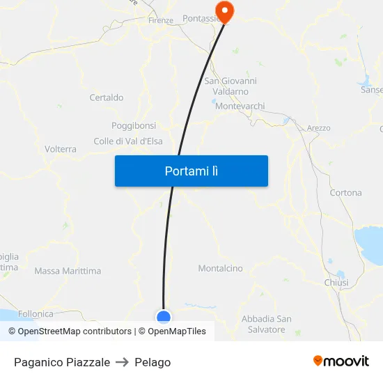Paganico Piazzale to Pelago map