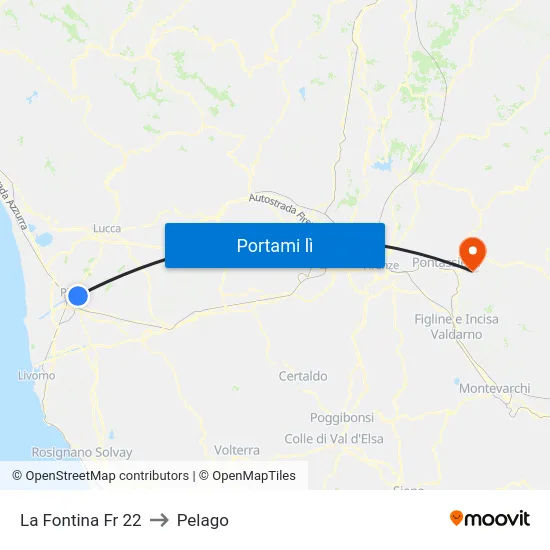 La Fontina Fr 22 to Pelago map