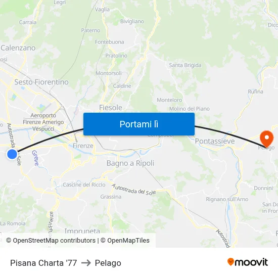 Pisana Charta '77 to Pelago map
