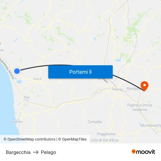 Bargecchia to Pelago map