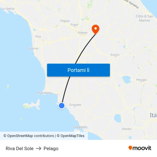 Riva Del Sole to Pelago map