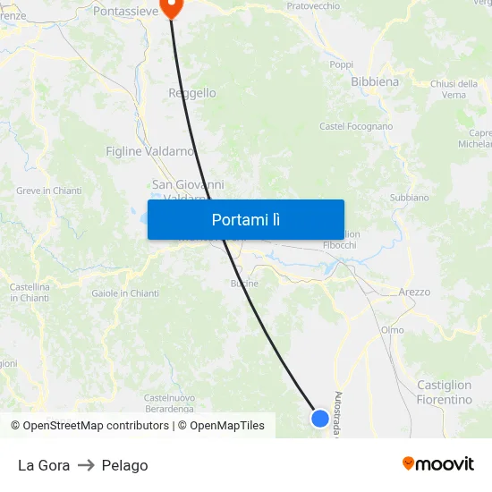 La Gora to Pelago map