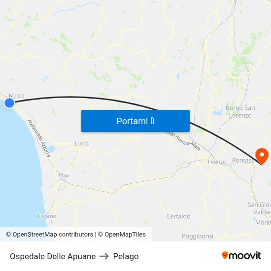 Ospedale Delle Apuane to Pelago map