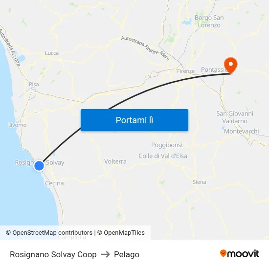 Rosignano Solvay Coop to Pelago map