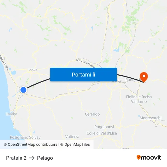 Pratale 2 to Pelago map