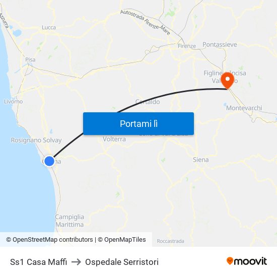 Ss1 Casa Maffi to Ospedale Serristori map