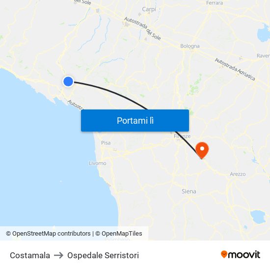 Costamala to Ospedale Serristori map