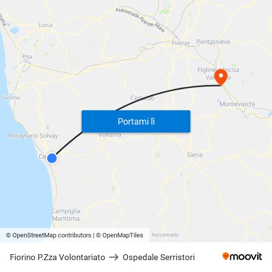 Fiorino P.Zza Volontariato to Ospedale Serristori map