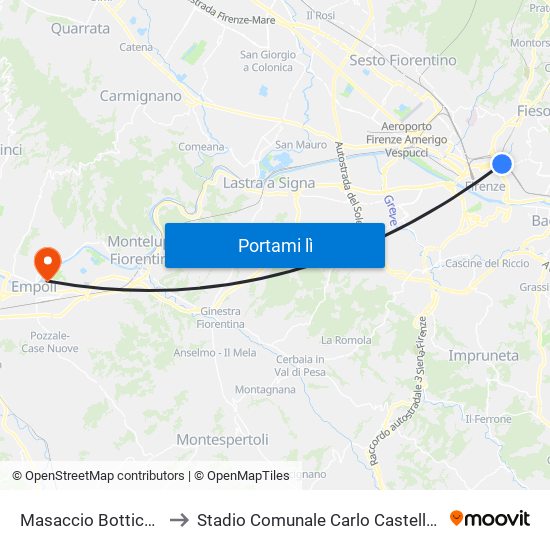 Masaccio Botticelli to Stadio Comunale Carlo Castellani map