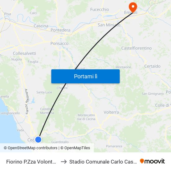 Fiorino P.Zza Volontariato to Stadio Comunale Carlo Castellani map