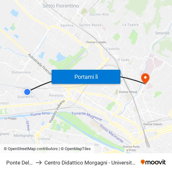 Ponte Del Pecora to Centro Didattico Morgagni - Università Degli Studi Di Firenze map