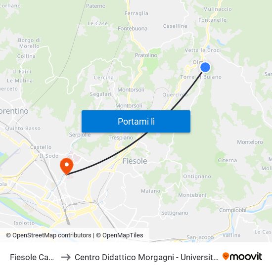 Fiesole Case Nuove to Centro Didattico Morgagni - Università Degli Studi Di Firenze map