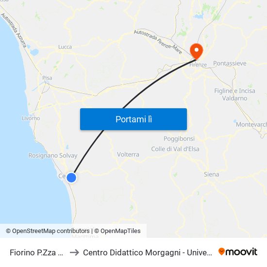 Fiorino P.Zza Volontariato to Centro Didattico Morgagni - Università Degli Studi Di Firenze map