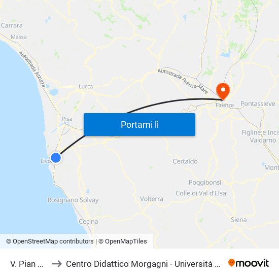 V. Pian Di Rota to Centro Didattico Morgagni - Università Degli Studi Di Firenze map