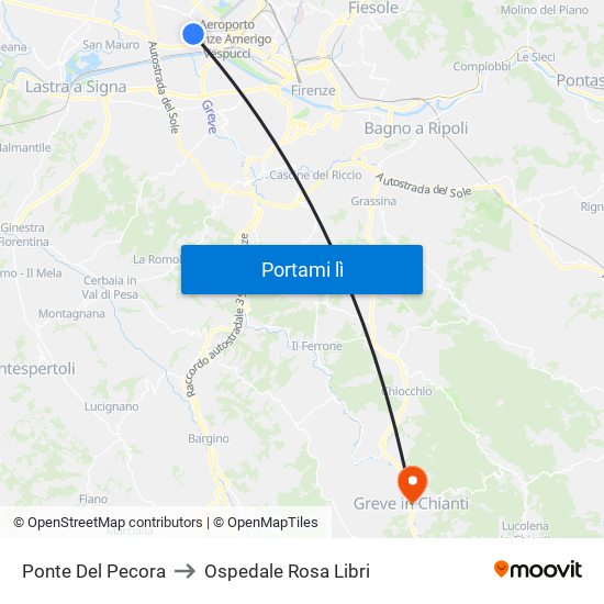 Ponte Del Pecora to Ospedale Rosa Libri map