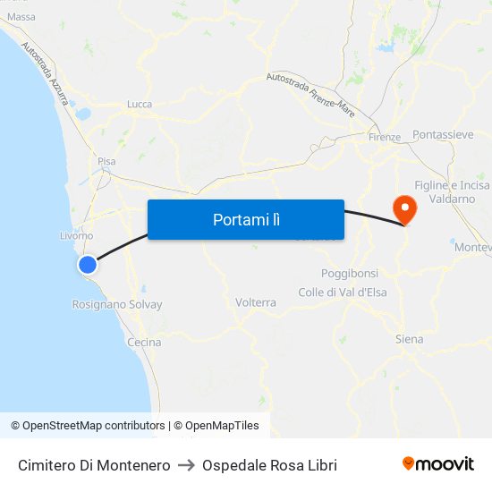 Cimitero Di Montenero to Ospedale Rosa Libri map