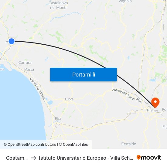 Costamala to Istituto Universitario Europeo - Villa Schifanoia map
