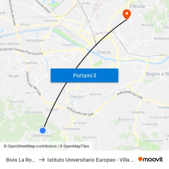Bivio La Romola to Istituto Universitario Europeo - Villa Schifanoia map