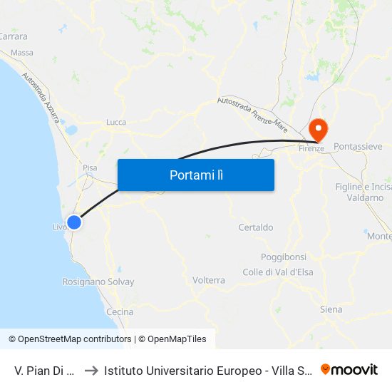 V. Pian Di Rota to Istituto Universitario Europeo - Villa Schifanoia map