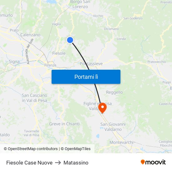 Fiesole Case Nuove to Matassino map