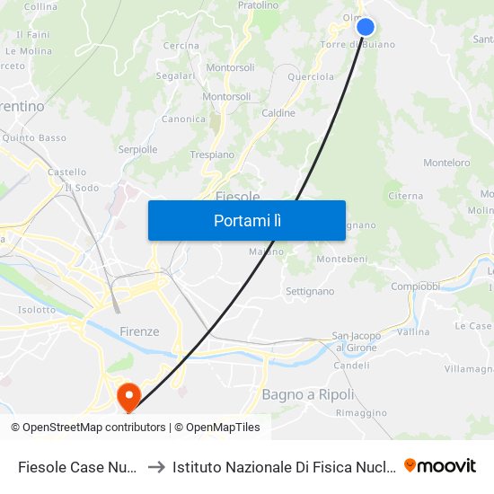 Fiesole Case Nuove to Istituto Nazionale Di Fisica Nucleare map