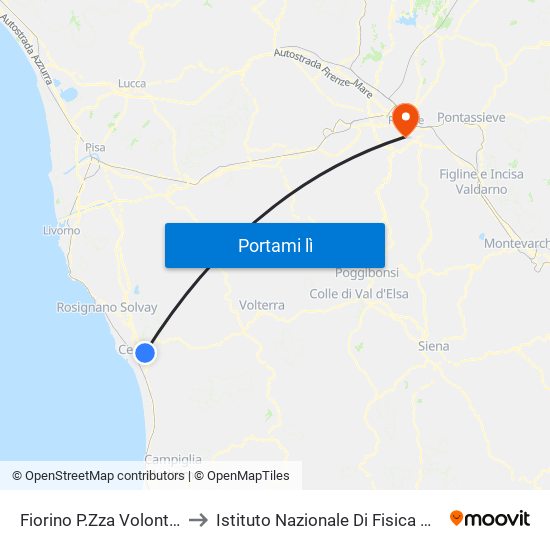 Fiorino P.Zza Volontariato to Istituto Nazionale Di Fisica Nucleare map