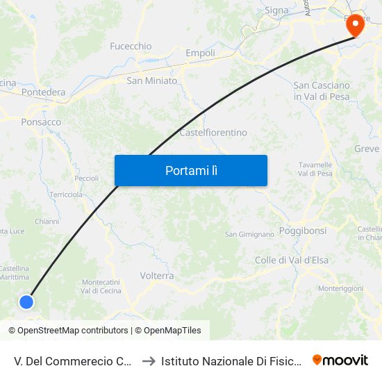 V. Del Commerecio Carabinieri to Istituto Nazionale Di Fisica Nucleare map