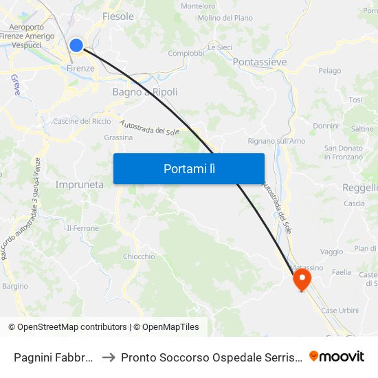Pagnini Fabbroni to Pronto Soccorso Ospedale Serristori map