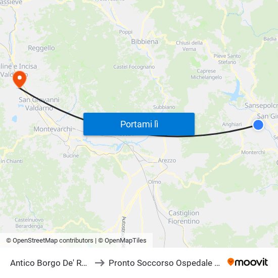 Antico Borgo De' Romolini to Pronto Soccorso Ospedale Serristori map