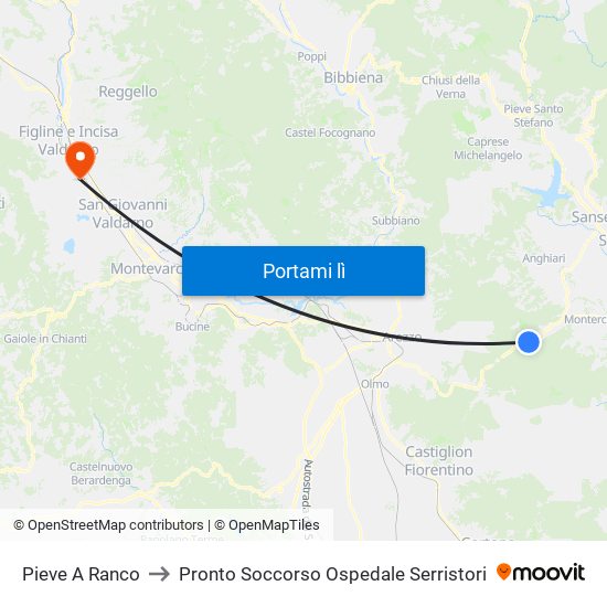 Pieve A Ranco to Pronto Soccorso Ospedale Serristori map