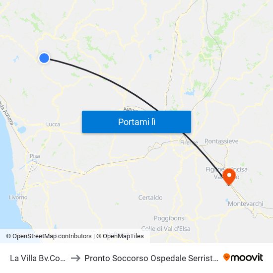La Villa Bv.Colle to Pronto Soccorso Ospedale Serristori map