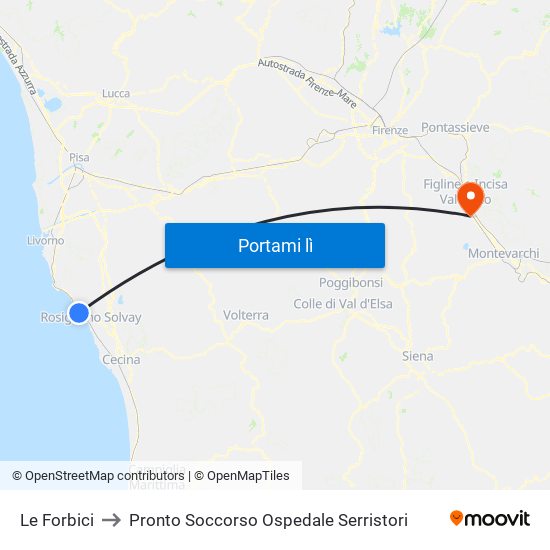 Le Forbici to Pronto Soccorso Ospedale Serristori map