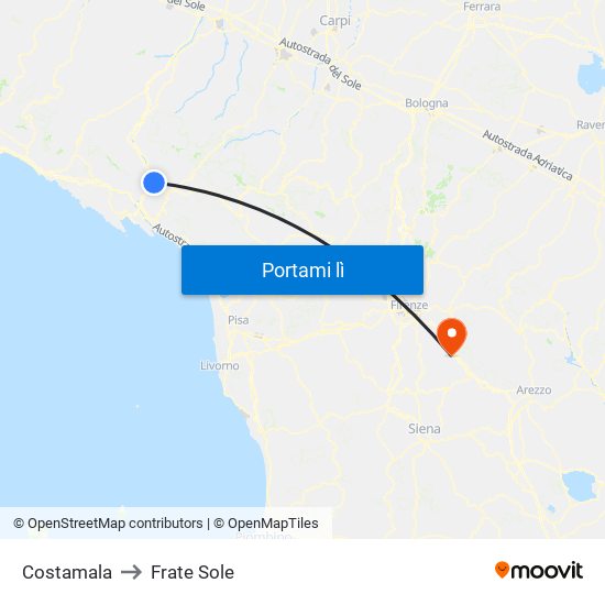 Costamala to Frate Sole map