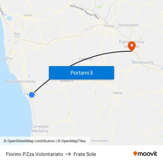 Fiorino P.Zza Volontariato to Frate Sole map