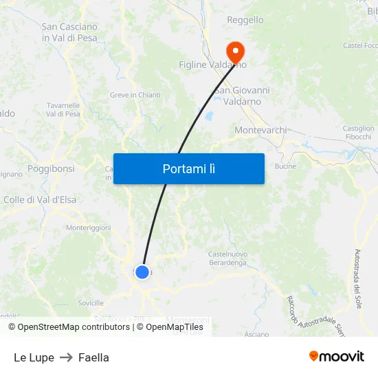 Le Lupe to Faella map