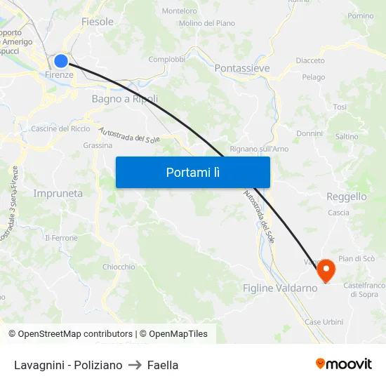 Lavagnini - Poliziano to Faella map