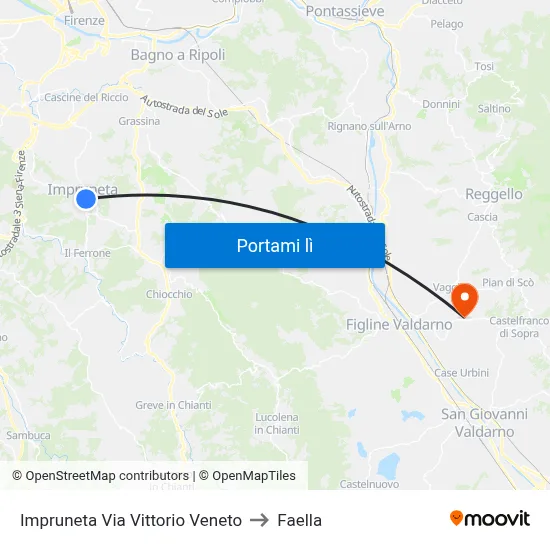 Impruneta Via Vittorio Veneto to Faella map