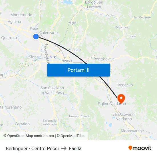 Berlinguer - Centro Pecci to Faella map