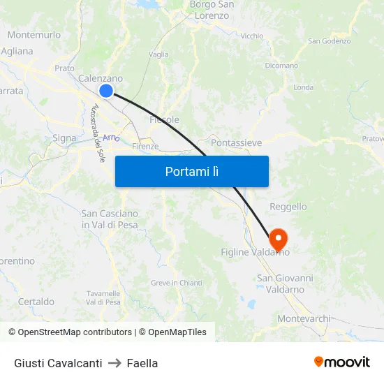 Giusti Cavalcanti to Faella map