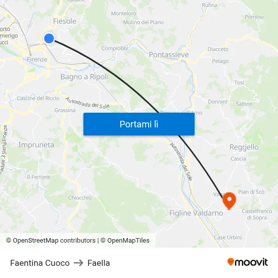 Faentina Cuoco to Faella map
