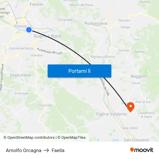 Arnolfo Orcagna to Faella map
