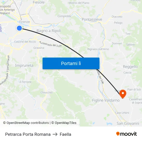Petrarca Porta Romana to Faella map