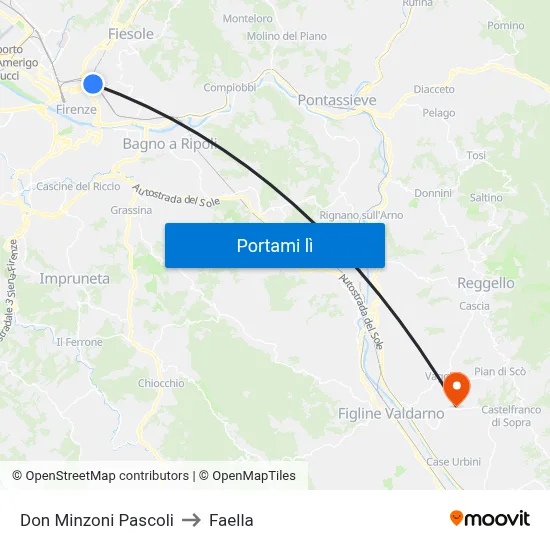 Don Minzoni Pascoli to Faella map