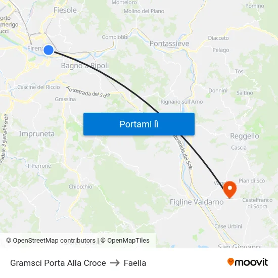 Gramsci Porta Alla Croce to Faella map