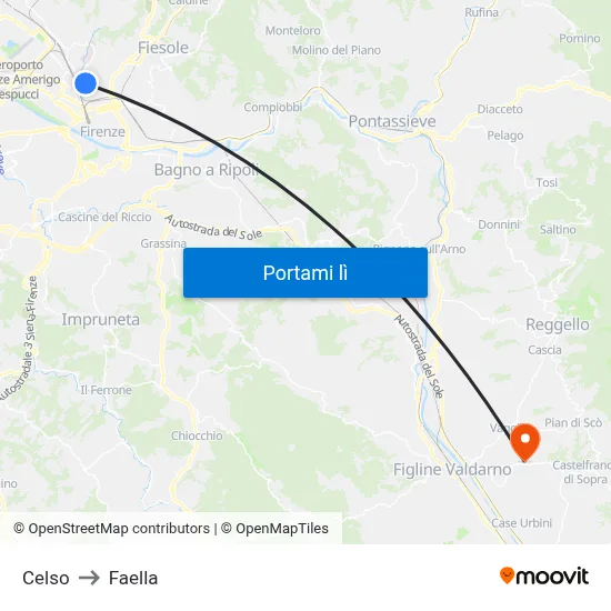 Celso to Faella map