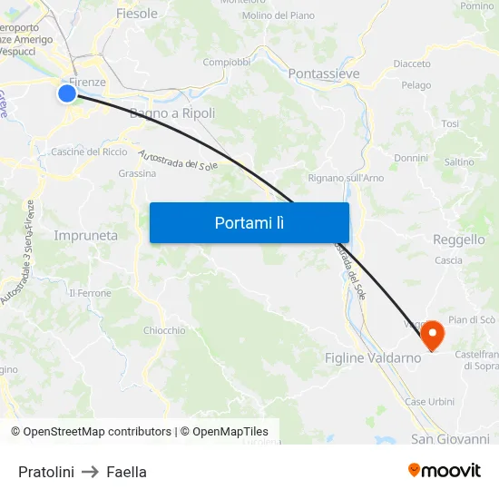 Pratolini to Faella map
