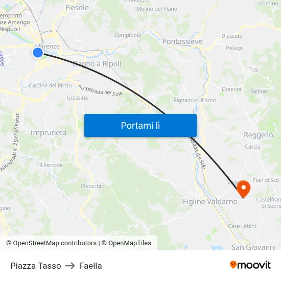 Piazza Tasso to Faella map