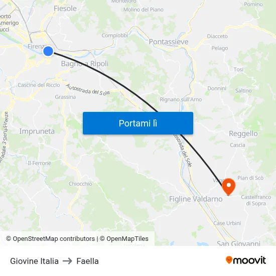 Giovine Italia to Faella map
